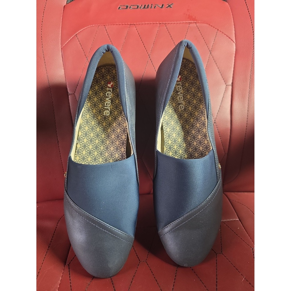 Revere Seoul Naples Leather Comfort Slip-On Wedge Shoes Women's 9M Sapphire NEW